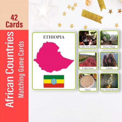 African Countries Matching Game Cards