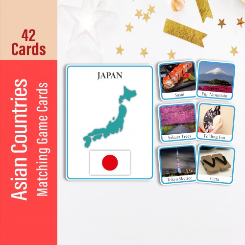 Asian Countries Matching Game Cards