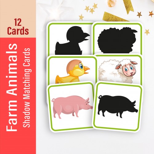 Farm Animal Shadow Matching Cards