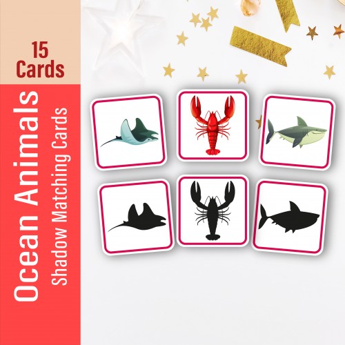 Ocean Animal Shadow Matching Cards