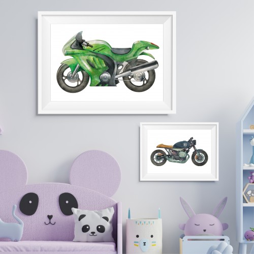 Green Motorcycle Poster