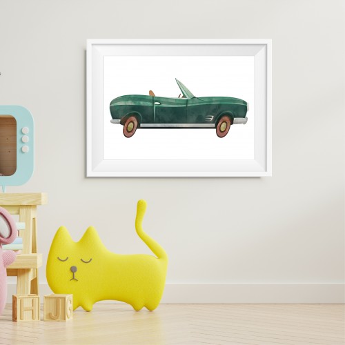 Green Classic Car Poster