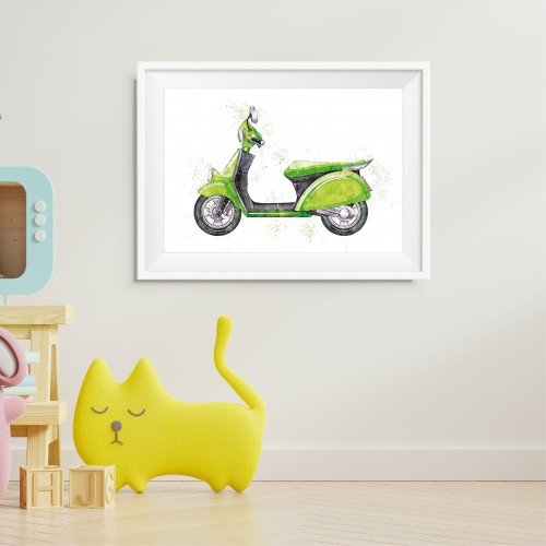 Green Scooter Poster