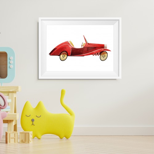 Red Classic Car Poster