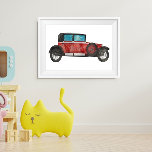 Red Classic Car (2) Poster