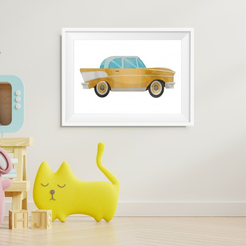 Yellow Classic Car Poster 